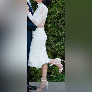 Alexis white lace midi dress